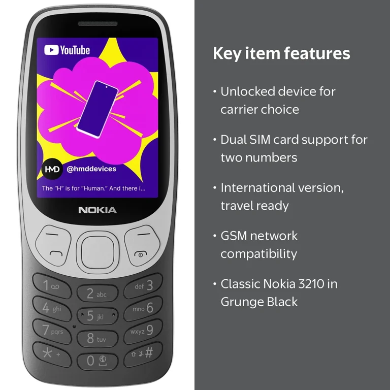 Nokia 3210, Dual SIM GSM Unlocked, International Version, Grunge