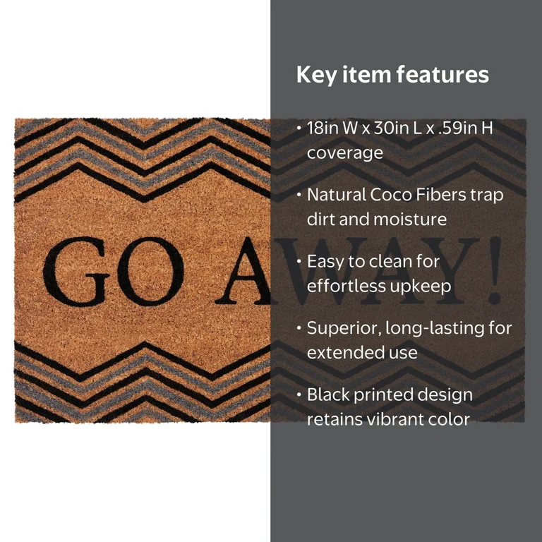 Achim Printed Coir Door Go Away Door Mat,18