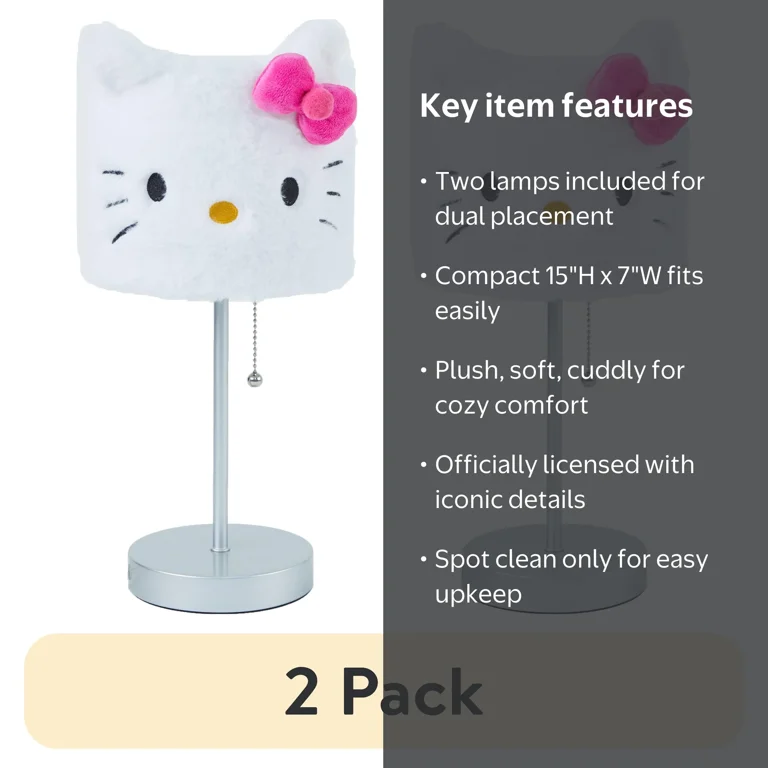 2 pack) Hello Kitty Plush Table Lamp 15