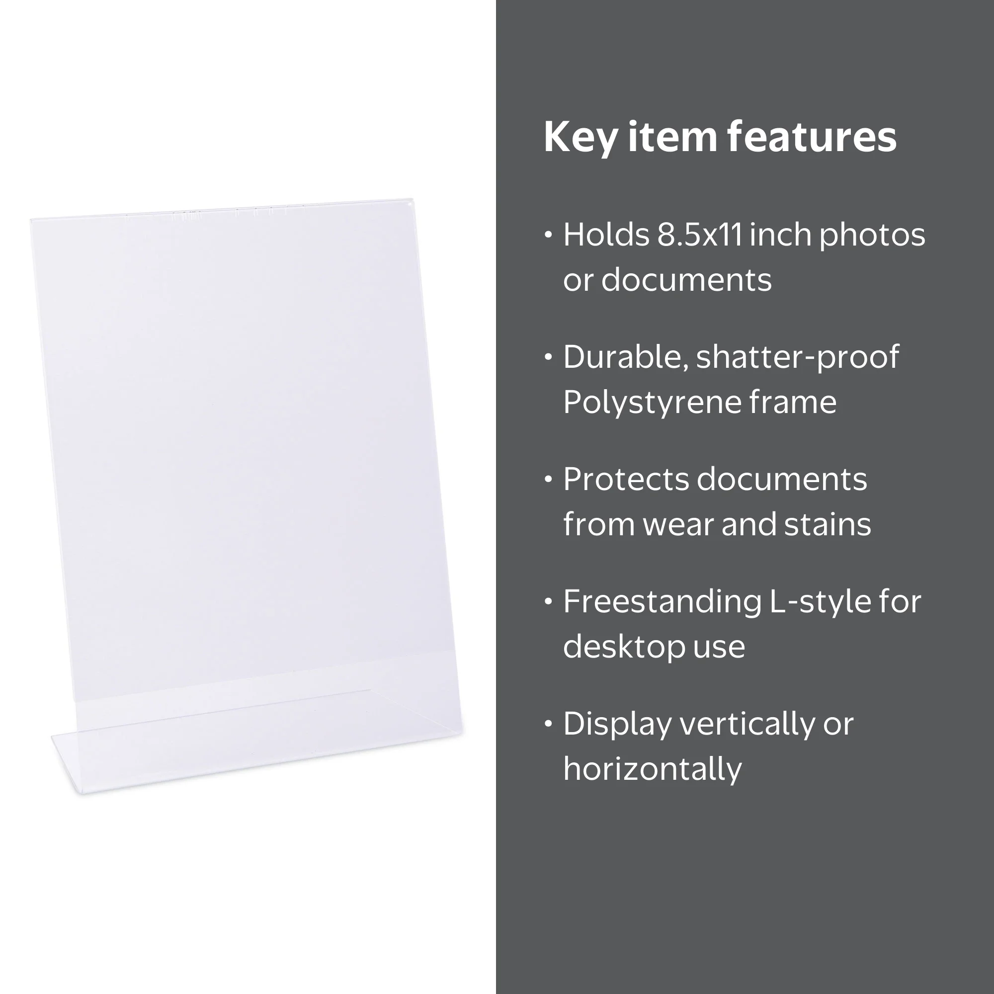 Universal Clear L-Style Freestanding Photo Frame for Pictures