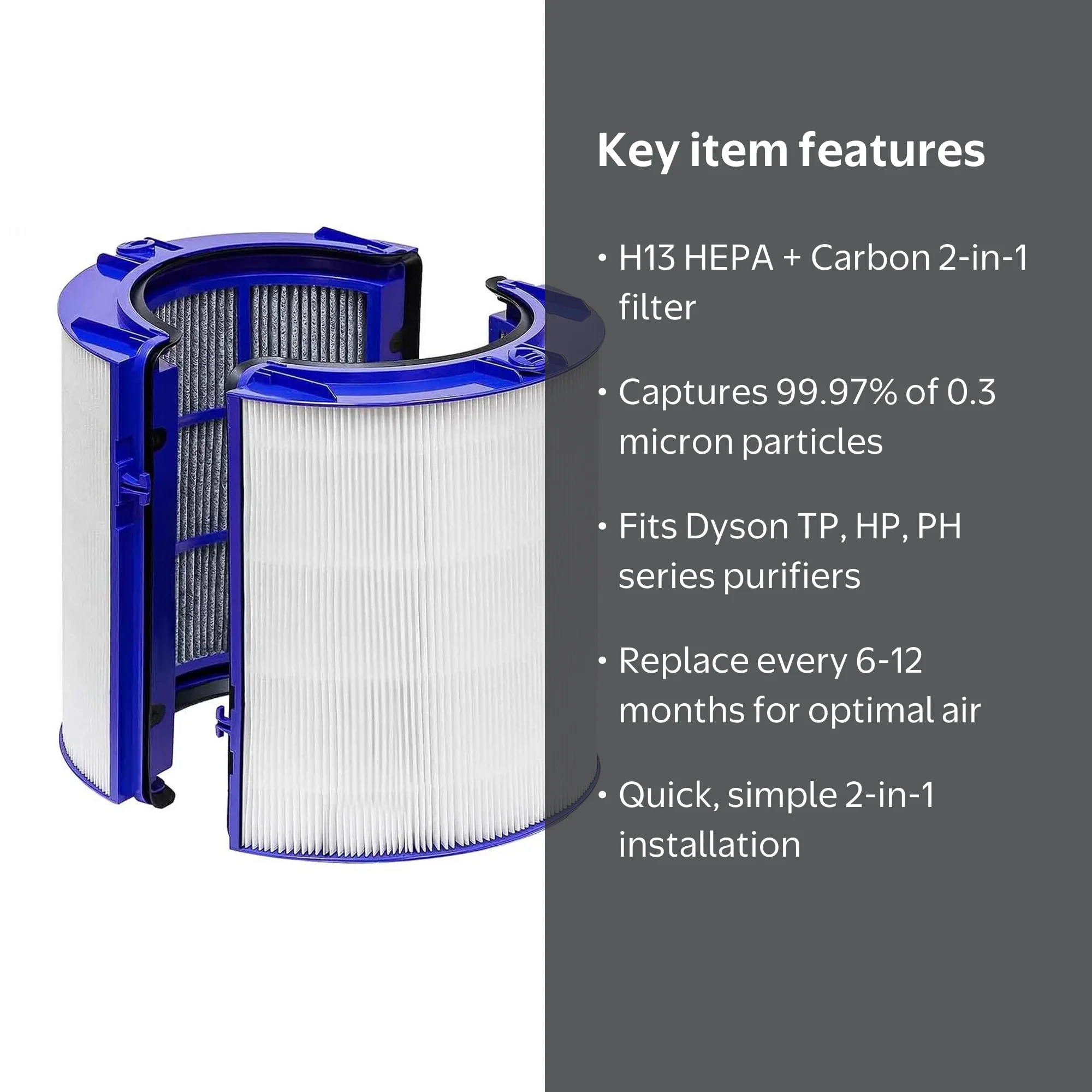 MaximalPower, 360° Combi Glass HEPA + Carbon Filter, 8.25 x 8.5