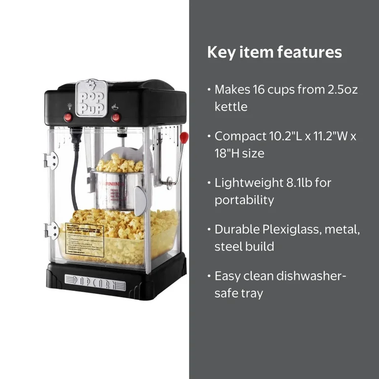 Great Northern Popcorn 2.5oz Pop Pup Popcorn Machine for Home