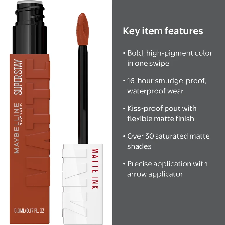 Maybelline Super Stay Matte Ink Liquid Lipstick, Entertainer, 0.17