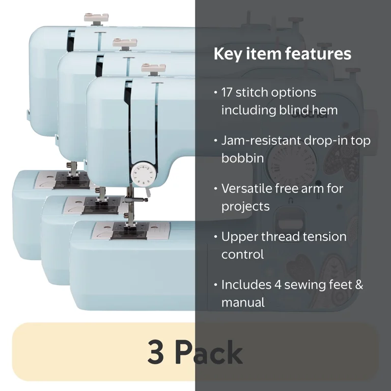 3 pack) Brother LX3817A 17-Stitch Portable Full-Size Mechanical