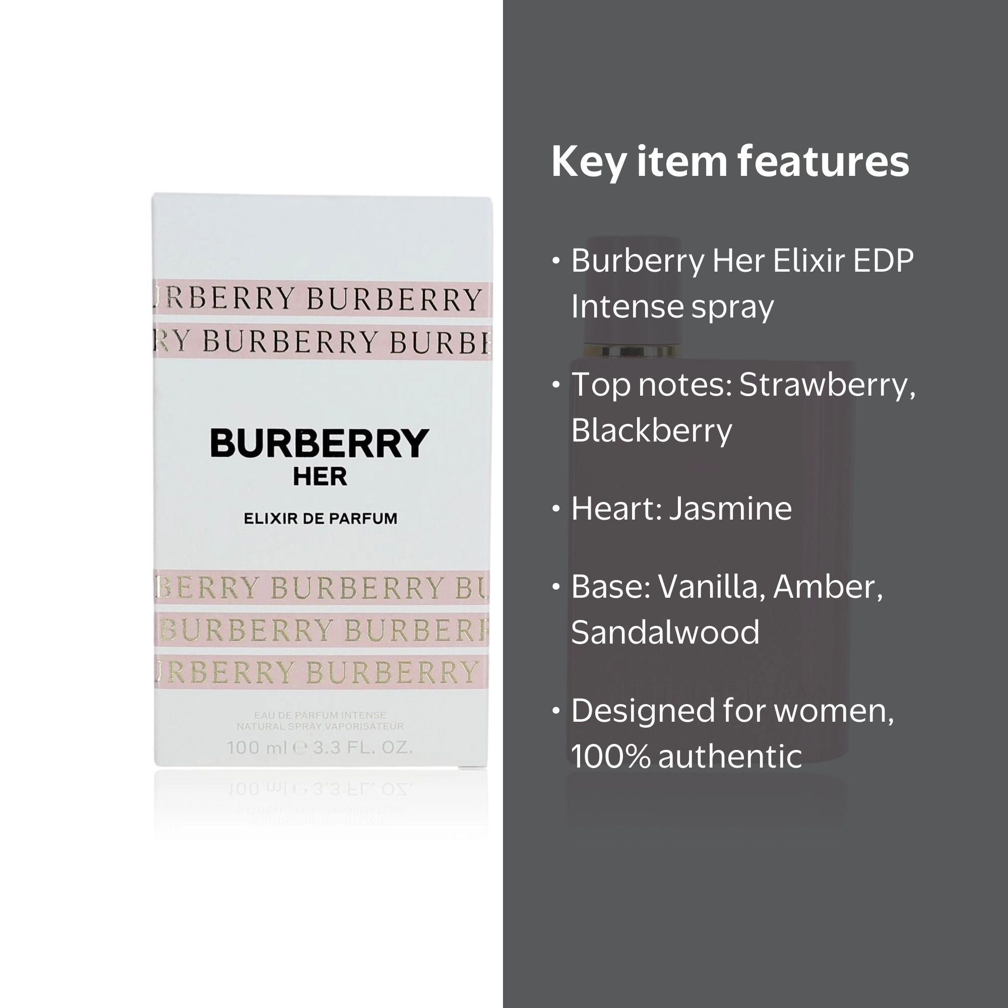 Burberry Her Elixir Eau De Parfum Intense Spray, 3.4 oz, Women's