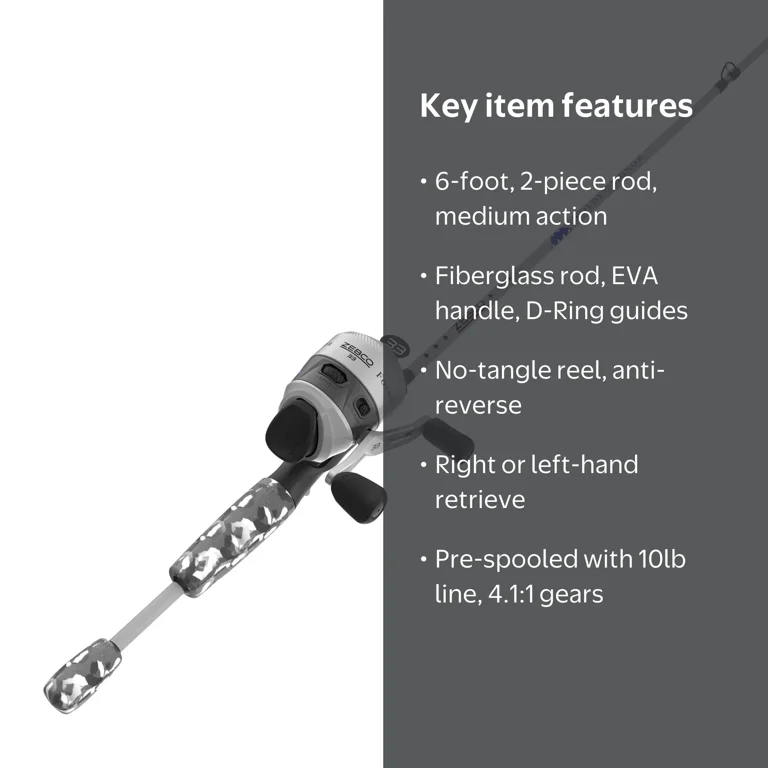 Zebco Folds of Honor Spincast Reel & 6 ft 2-Piece Rod Combo