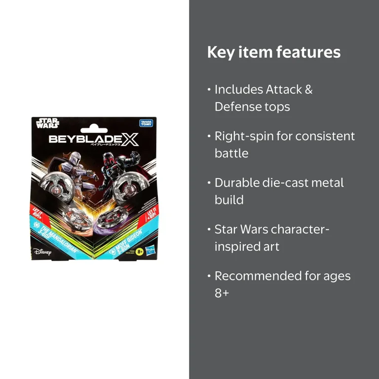 Hasbro, Beyblade X Star Wars Attack & Defense Top Set, 3-60F & 3