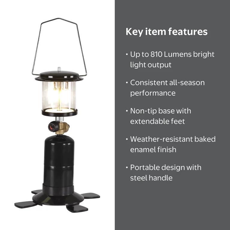 Ozark Trail Propane Lantern 2 Mantle Black with 2200 Lumens