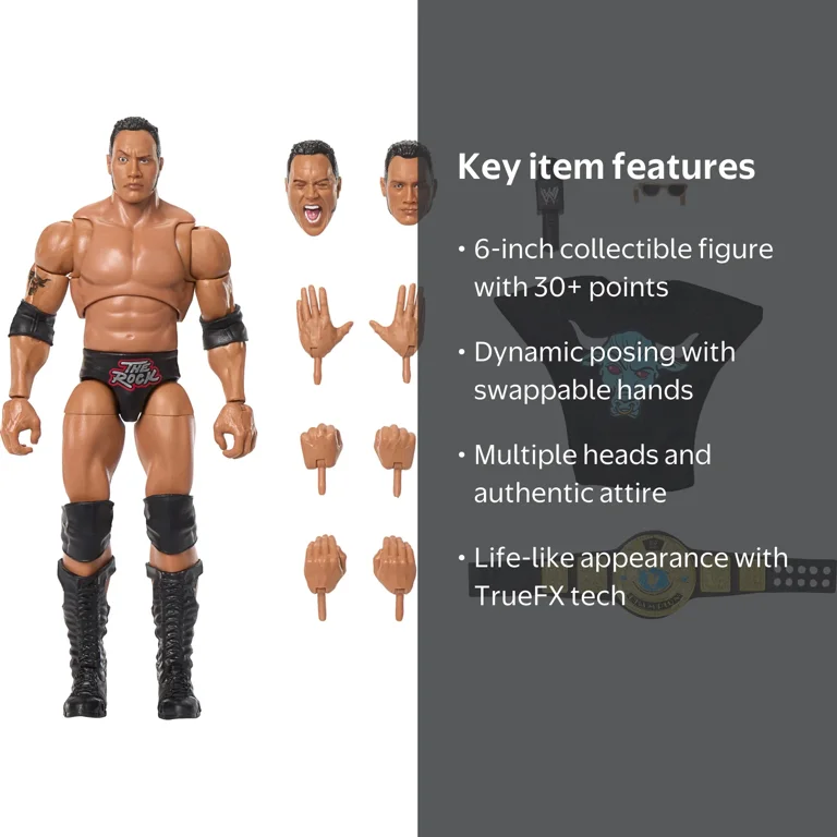 WWE Ultimate Edition The Rock Action Figure & Accessories Set, 6