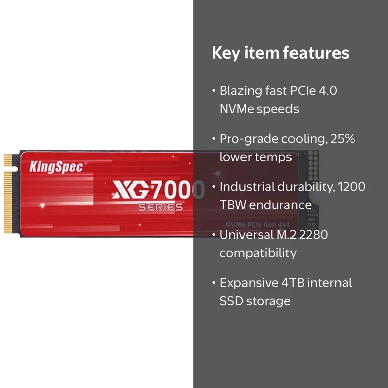 KingSpec, NVMe SSD, 4TB, PCIe 4.0, Read Speed 7400MB s - Walmart.com