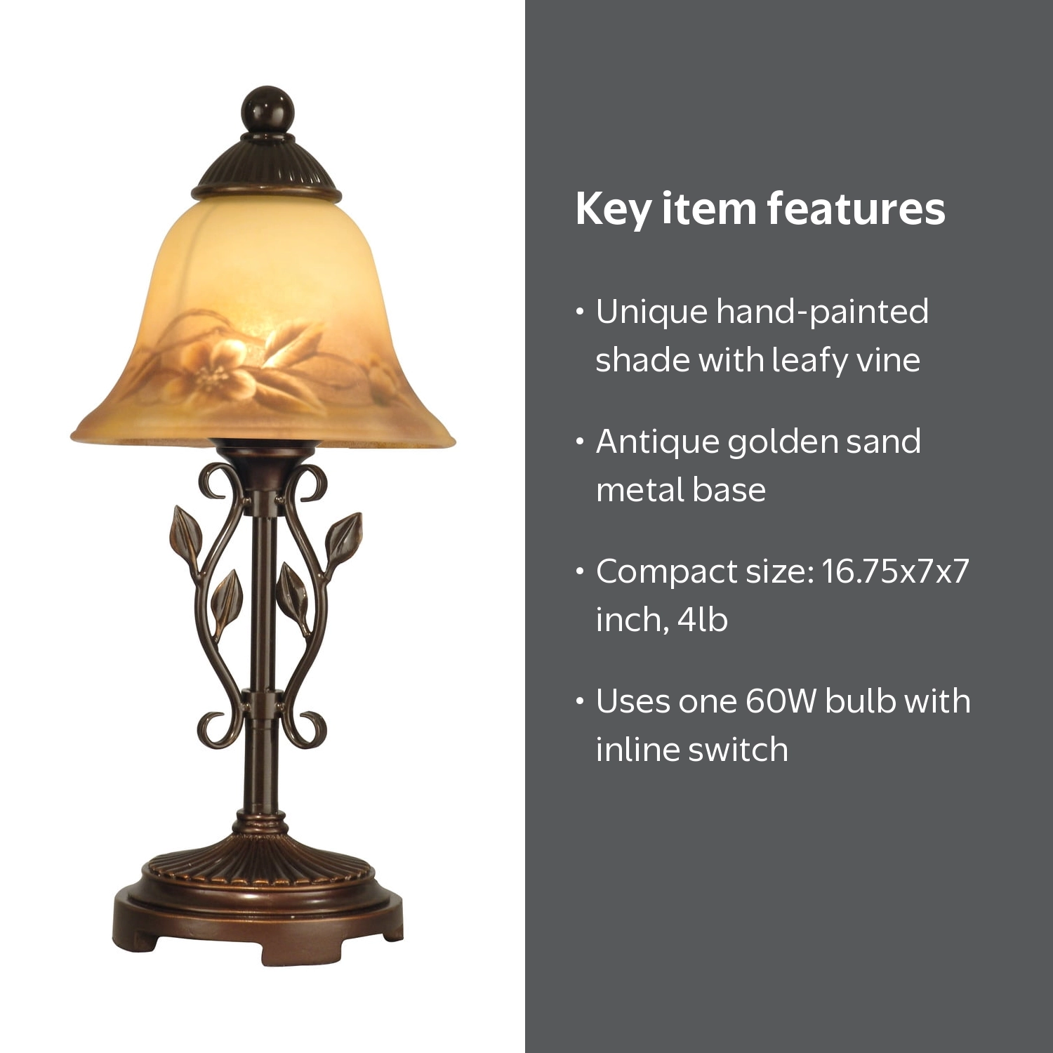 良品♥Tiffanyセラミックリーフプレート レア ハンドペイント 葉 植物 Dale Tiffany Leaf Vine Hand Painted Mini Lamp - Walmart.com
