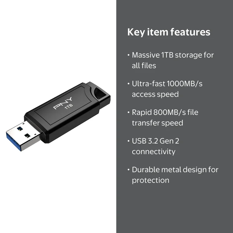 1TB PNY PRO Elite V3 USB 3.2 Gen 2 Flash Drive – Up to 1000MB/s