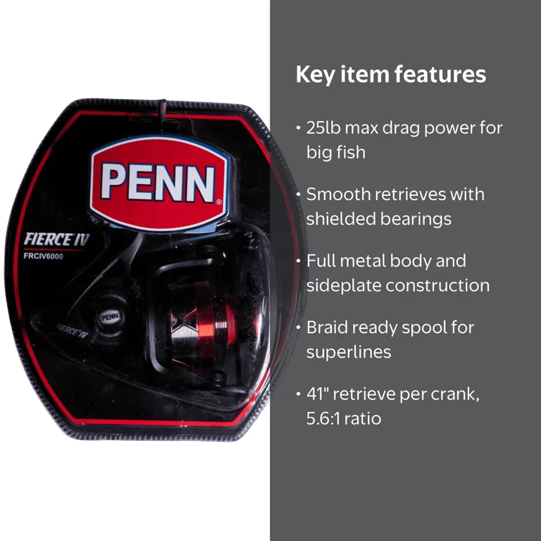 PENN Fierce IV 6000 Saltwater Spinning Reel, Full Metal Body, HT