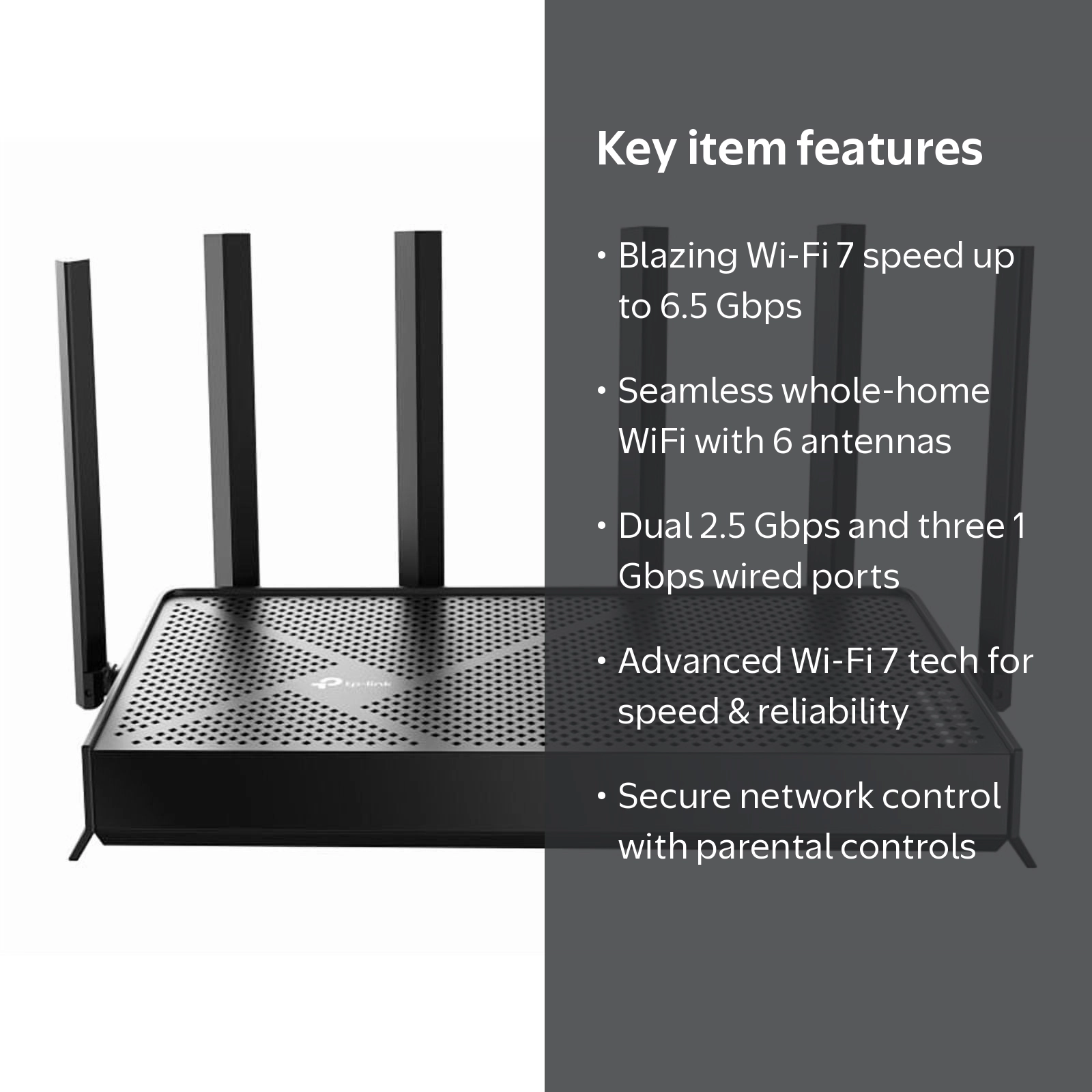 TP-Link, Archer Wi-Fi 7 Router, BE400, Dual-Band 6.5 Gbps
