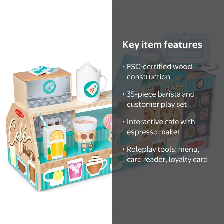 Melissa & Doug Wooden Caf√© Barista Coffee Shop, 35 Pieces, FSC