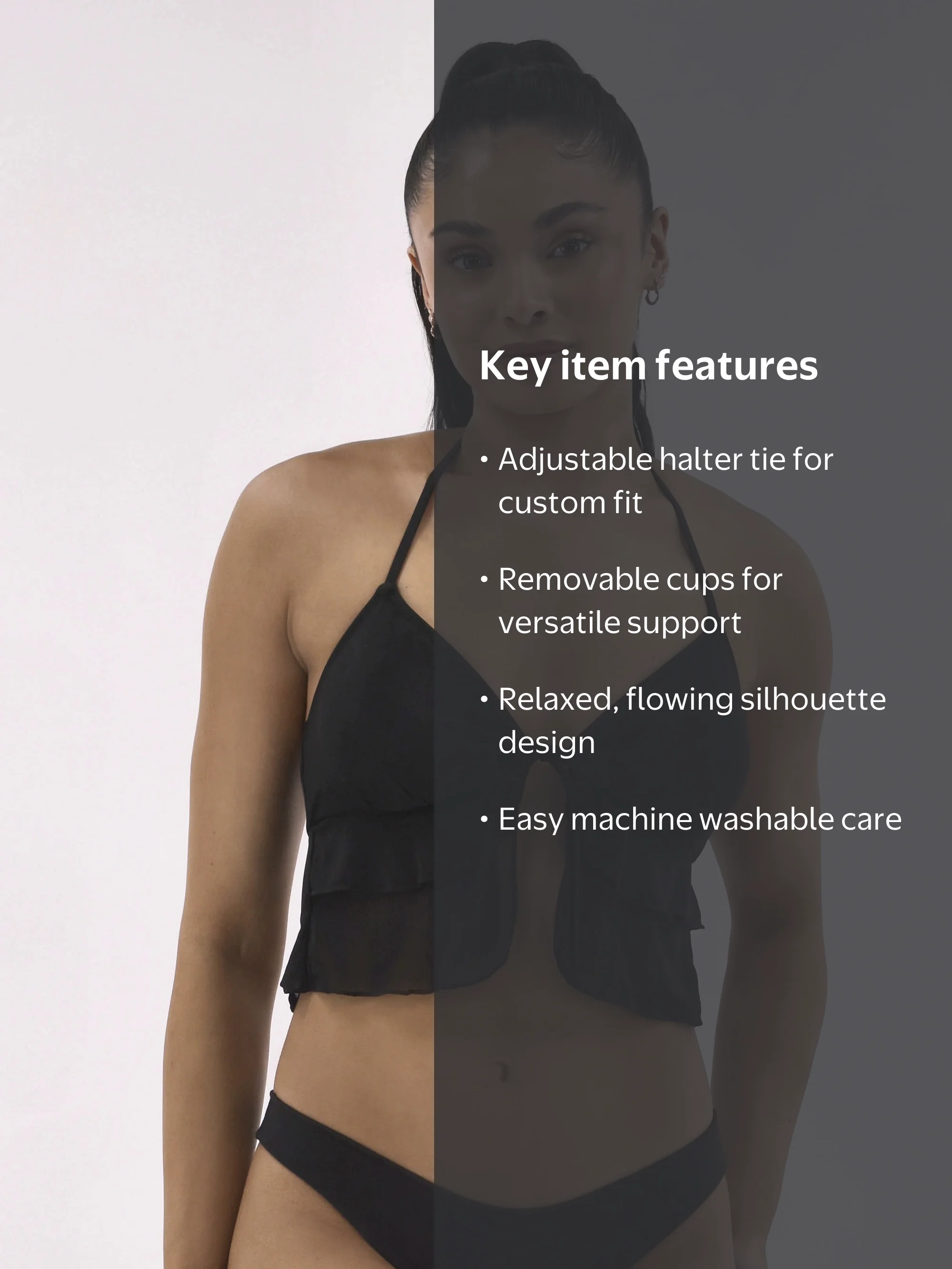 No Boundaries Women's Flyaway Mesh Halter Tankini Swim Top Sizes