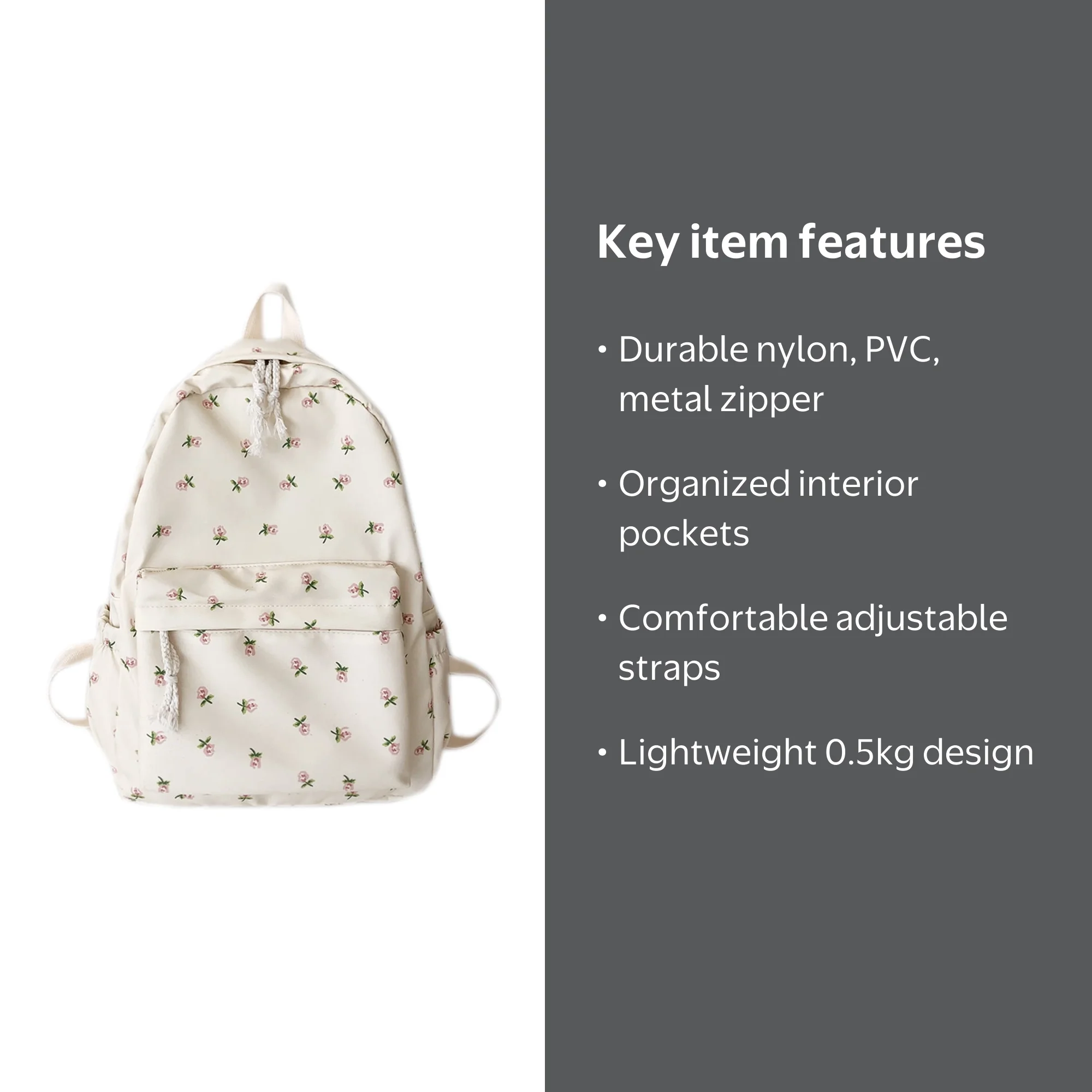 FunnyBeans Floral Printed Backpack Women Travel Large Capacity