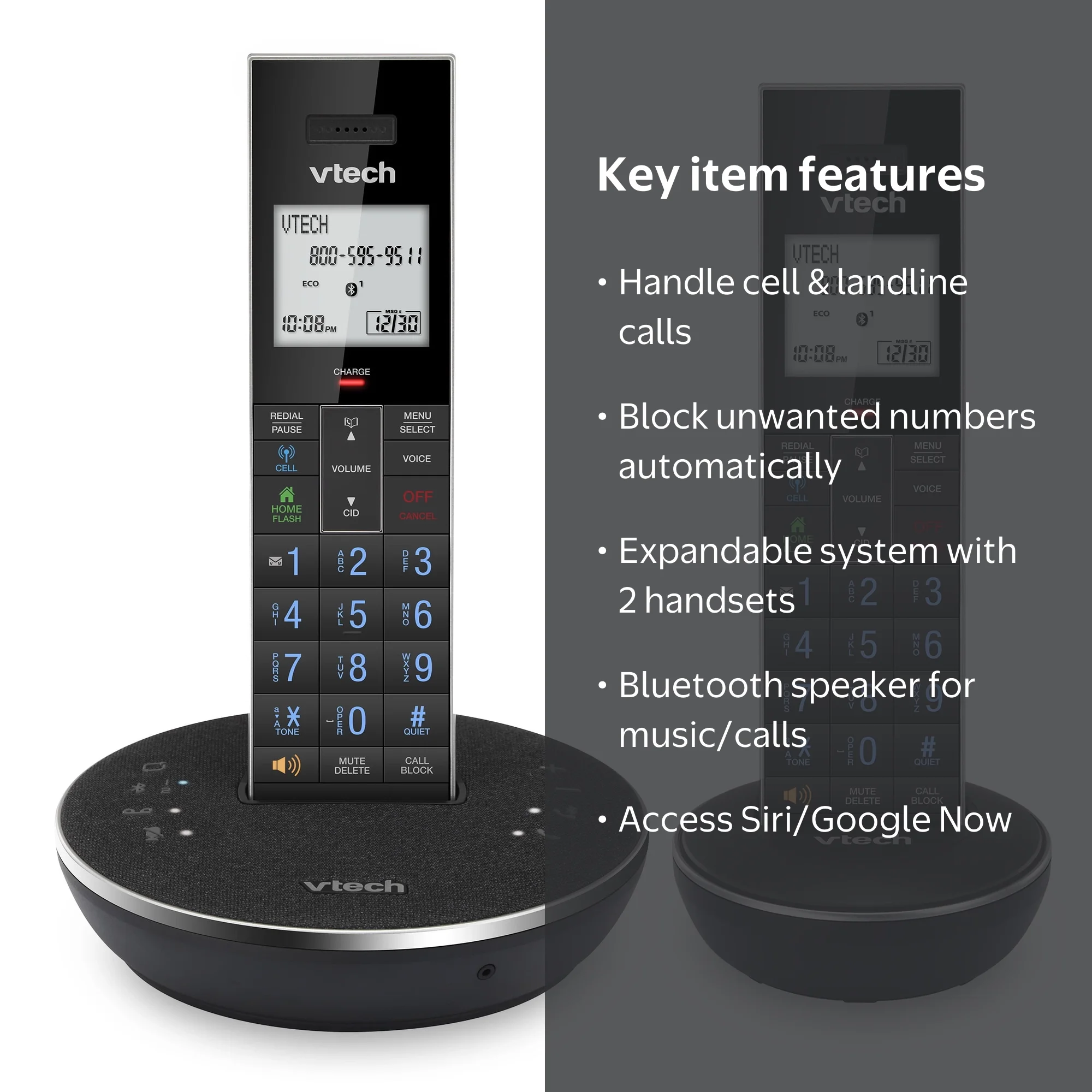 VTech VT LS6381-2 2 Handset Cordless Phone with Bluetooth Speaker