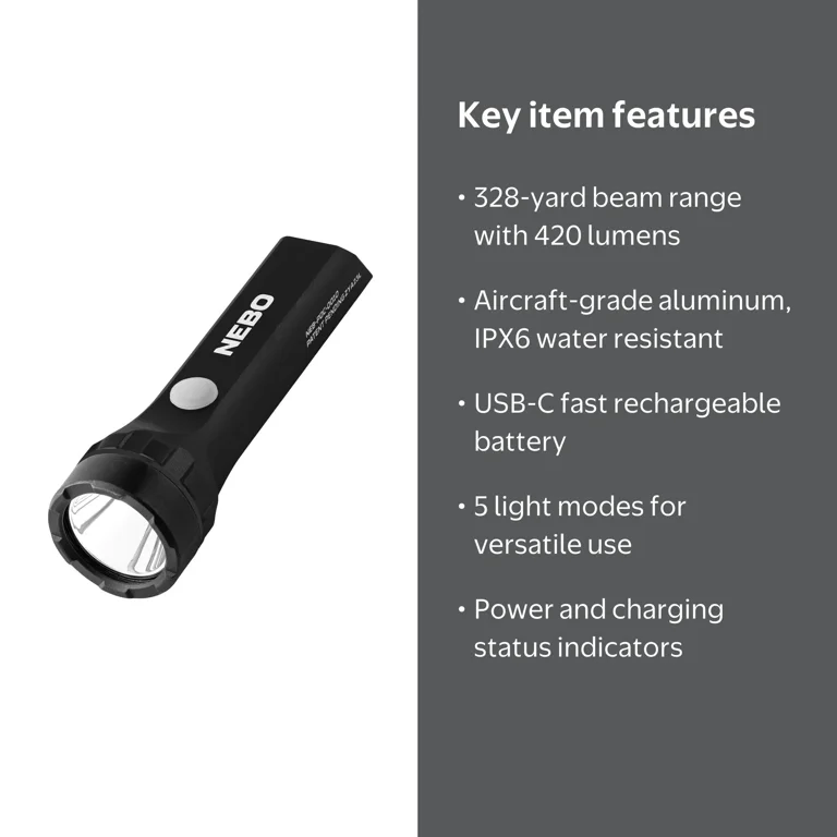 baton flashlight nebo iprotect NB6810 INSPECTOR RC Penlight rechargeable LED (monochrome) 165 mm Black this rechargeable pocket flashlight ensures you always have a reliable light source at your fingertips Tactical Flashlights & Self Defense