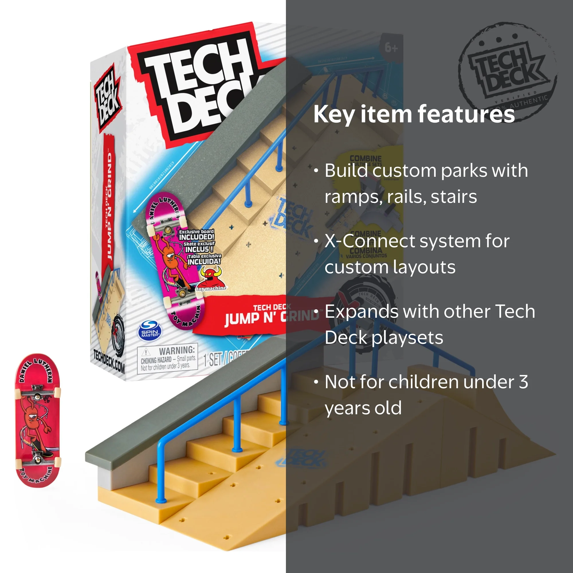 Tech Deck Jump N' Grind X-Connect Skate Park Playset with Finger