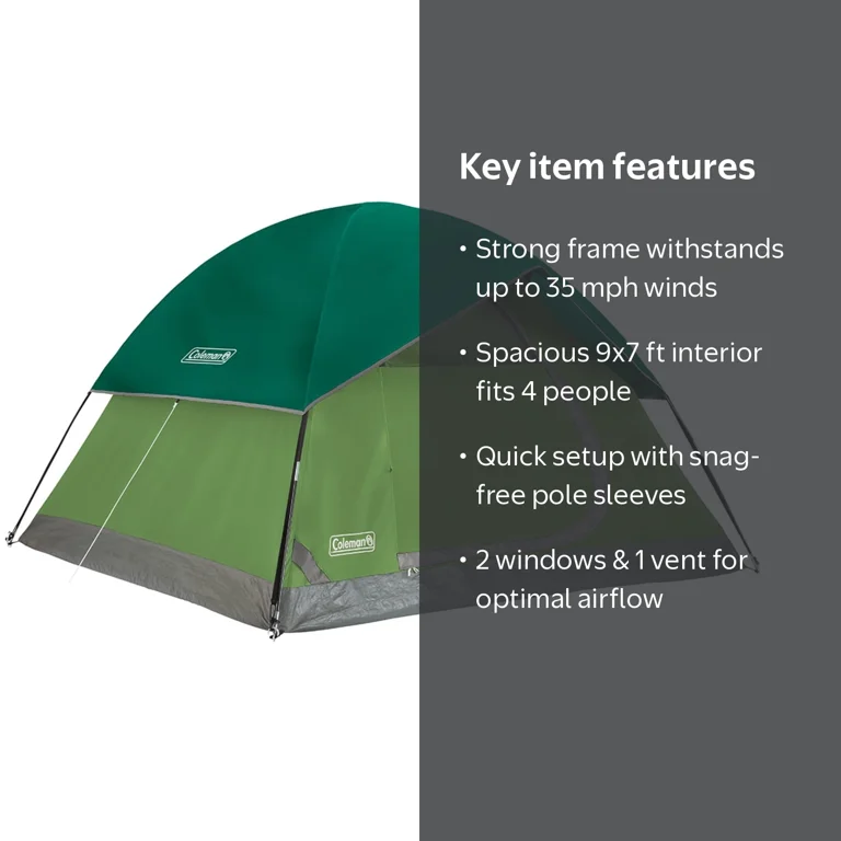 Coleman Sundome 4-Person Camp Tent, WeatherTec, Green - Walmart.com