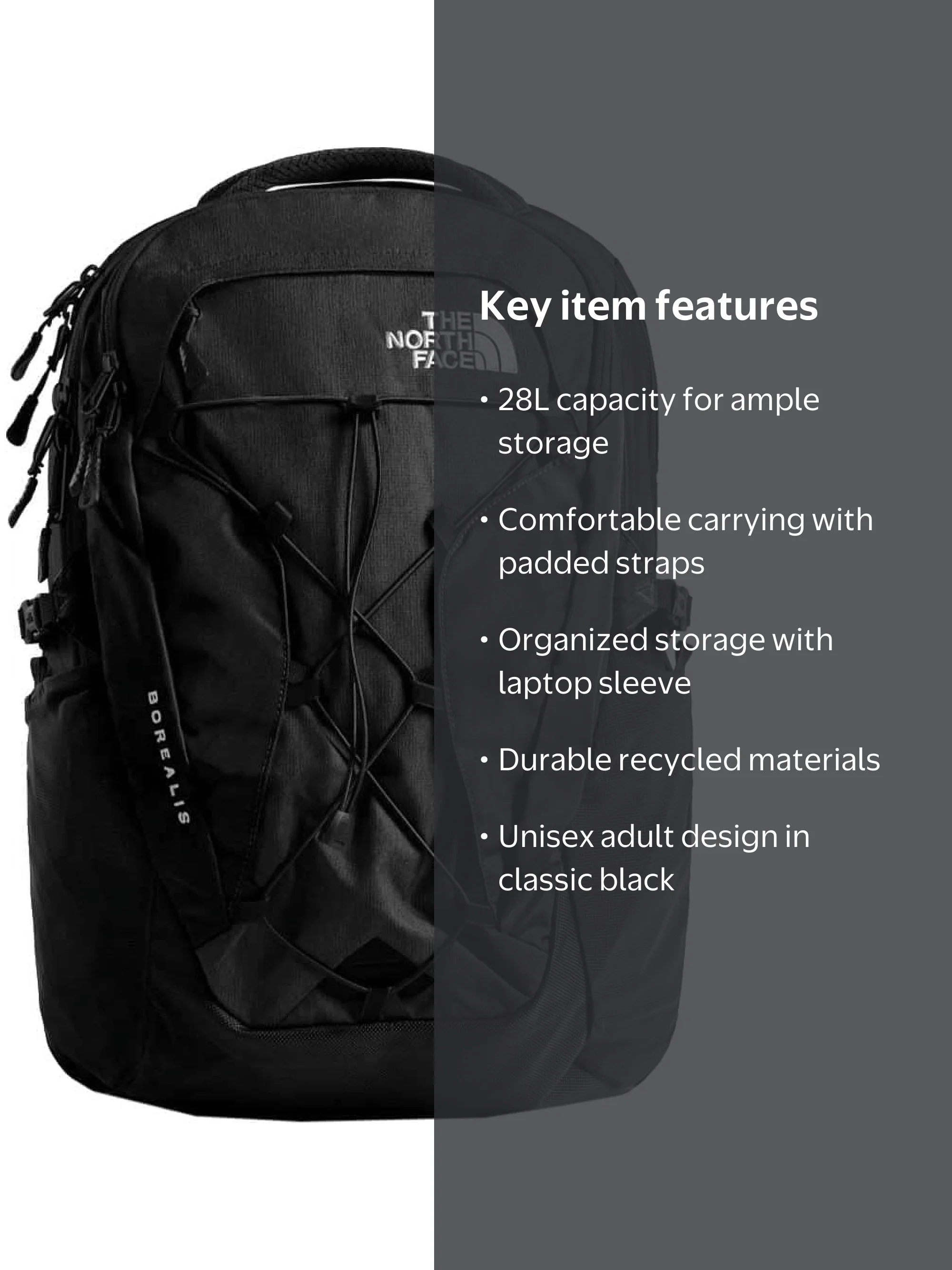 The North Face Borealis Backpack, Unisex, Black, 28L, Laptop Sleeve,  Shoulder Straps - Walmart.com