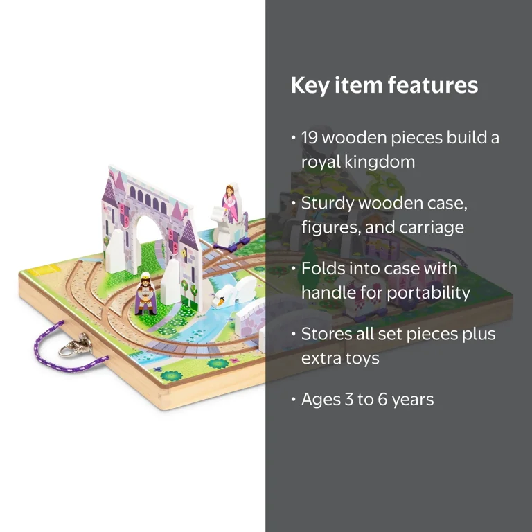 Melissa & Doug Wooden Take-Along Kingdom 19-piece play set with
