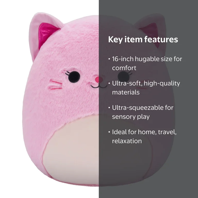 Squishmallows FuzzAMallow Official 16 inch Celenia the Pink Cat