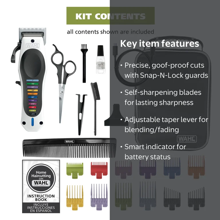 Wahl Cordless Color Pro Clipper, USB Rechargeable Haircutting Kit