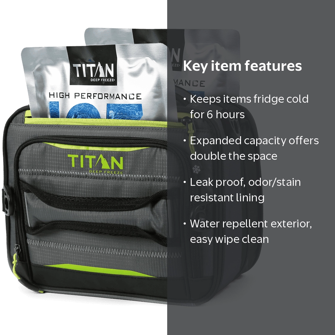 Titan by Arctic Zone Fridge Cold Expandable Lunch Box, Gray, With