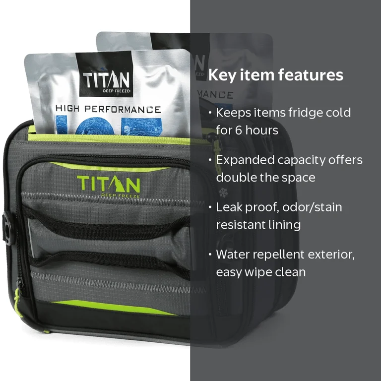 Titan by Arctic Zone Fridge Cold Expandable Lunch Box, Gray, With