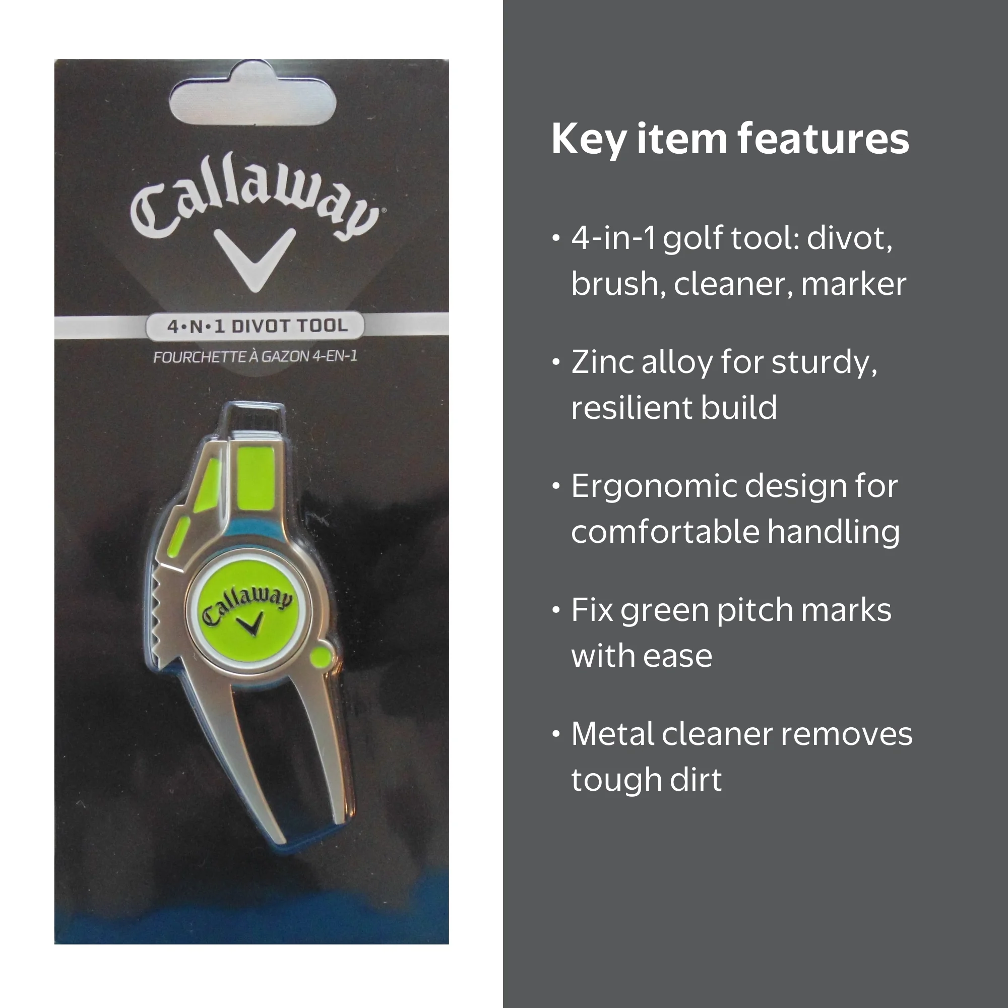 Callaway, Golf 4 in 1 Divot Repair Tool, includes Ball Marker