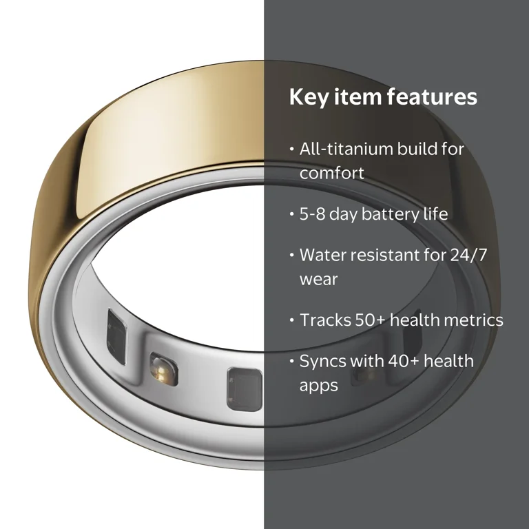 健康アクセサリー Oura Ring 4 Size7 Rose Gold Oura Ring 4, Gold, Size 14, Smart Wearable, Sleep, Fitness & Heart