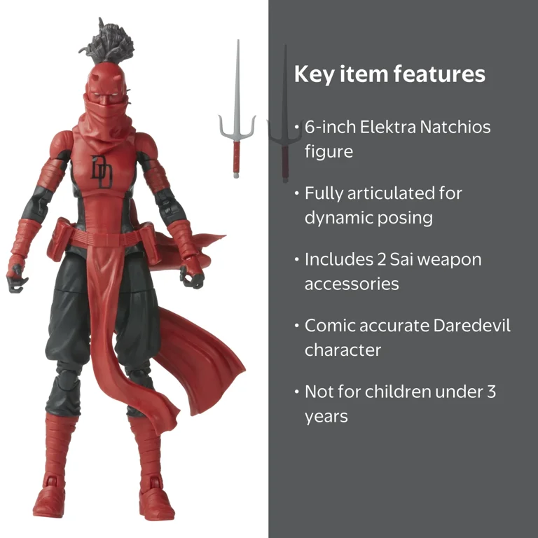 Hasbro Marvel Legends Elektra Natchios Daredevil 6 Inch Action