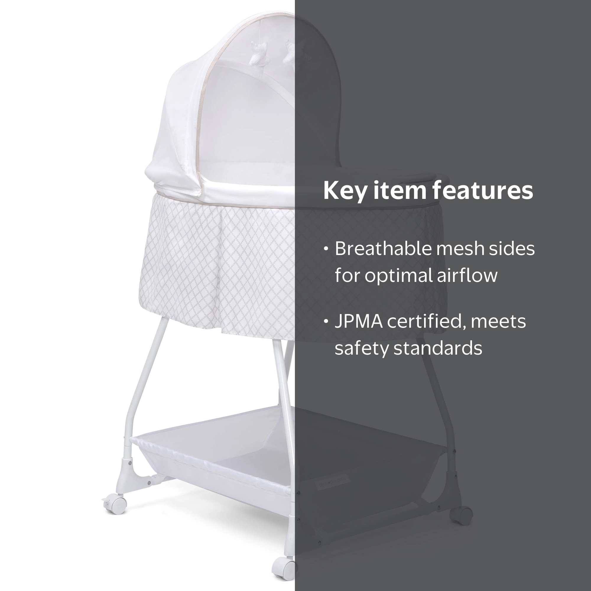 Free Shipping! Delta Children Soothing Dreams Bassinet Grey