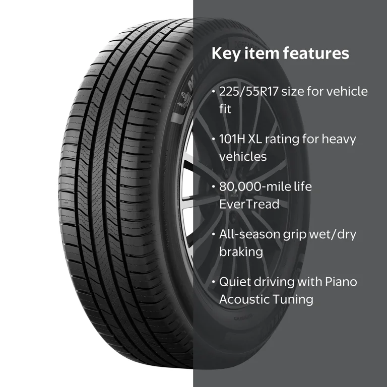 Michelin, Passenger Tire, 225/55R17 101H XL, All Season - Walmart.com