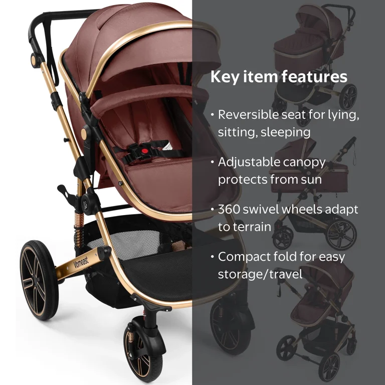 Vomeast Baby Stroller, Foldable Aluminum Alloy Travel Stroller