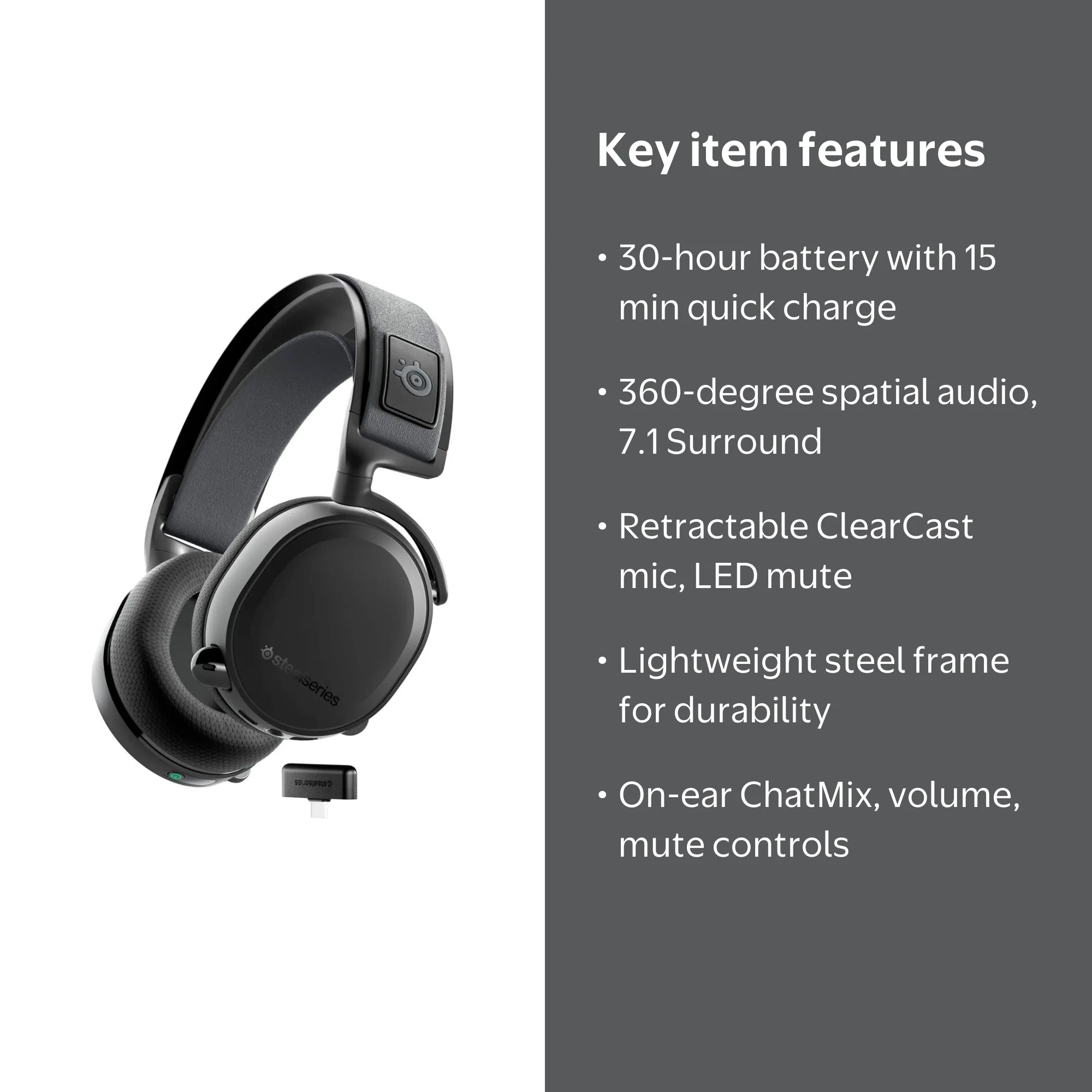 SteelSeries Arctis 7+ Wireless Gaming Headset for PS5, PS4, PC