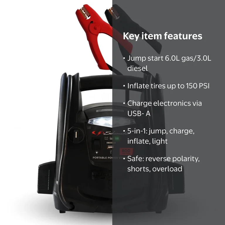 Schumacher SJ1583 Power Station - 800A Jump Starter, 150-PSI Air Schumacher SJ1583 Power Station - 800A Jump Starter, 150-PSI Air