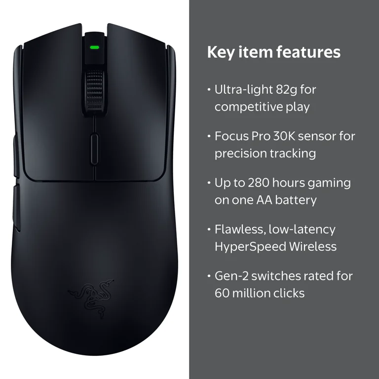 Razer, Esports Wireless Mouse, Viper V3 Hyperspeed, 82g Black
