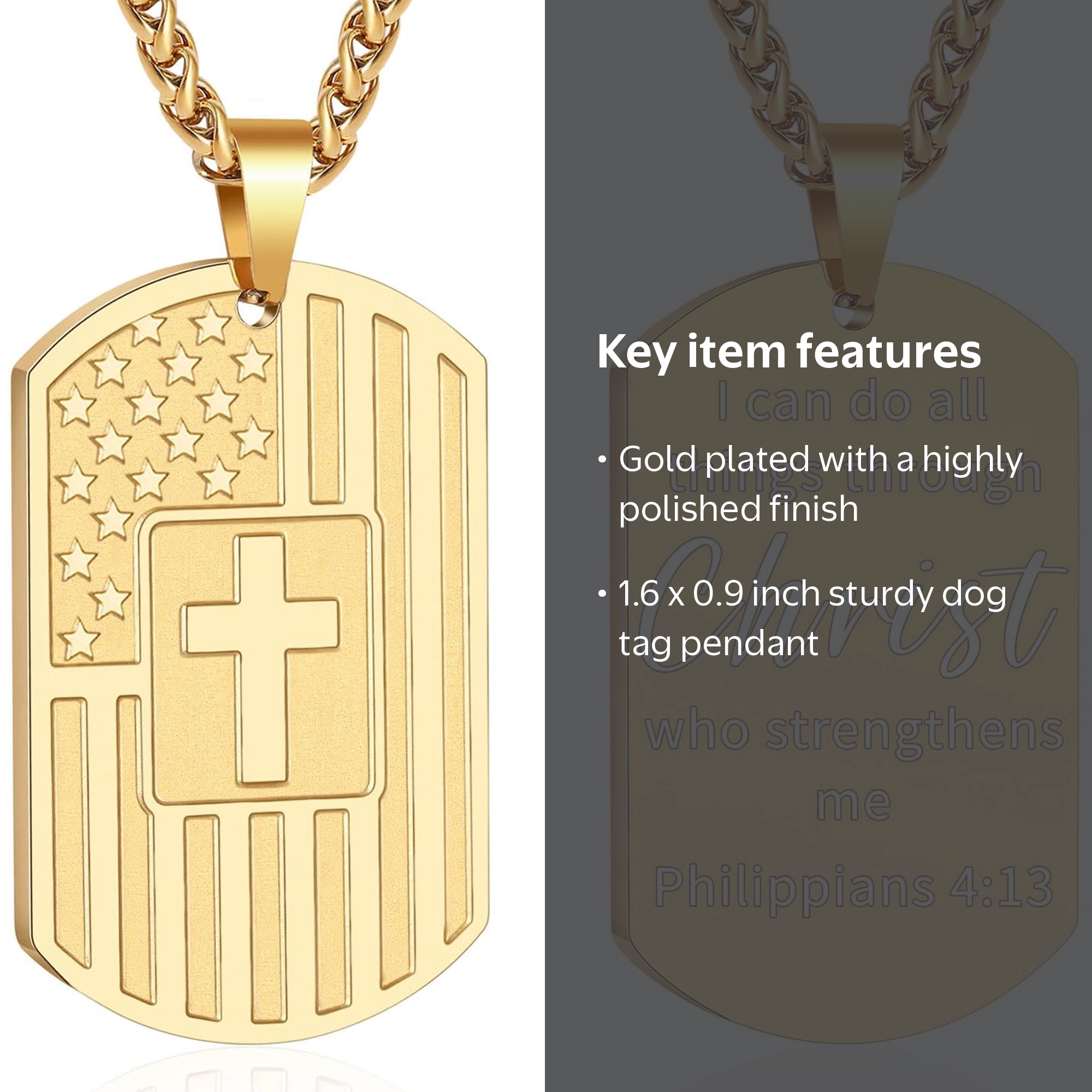 APSVO Dog Tag Cross Necklace for Men, Stainless Steel Bible Verse