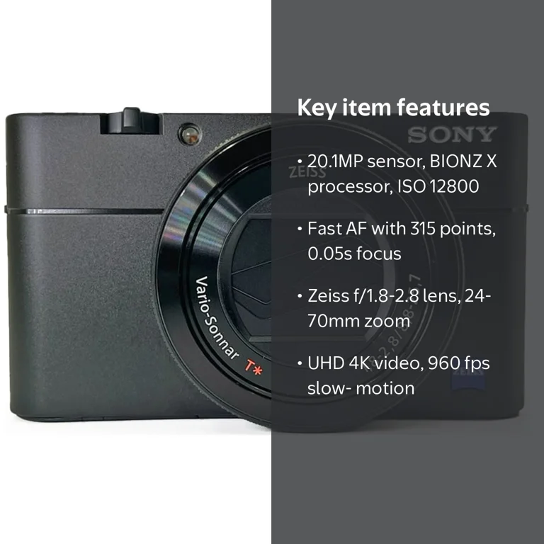 Sony Cyber-Shot DSC-RX100 VA Digital Camera, 20.1MP, 4K Video