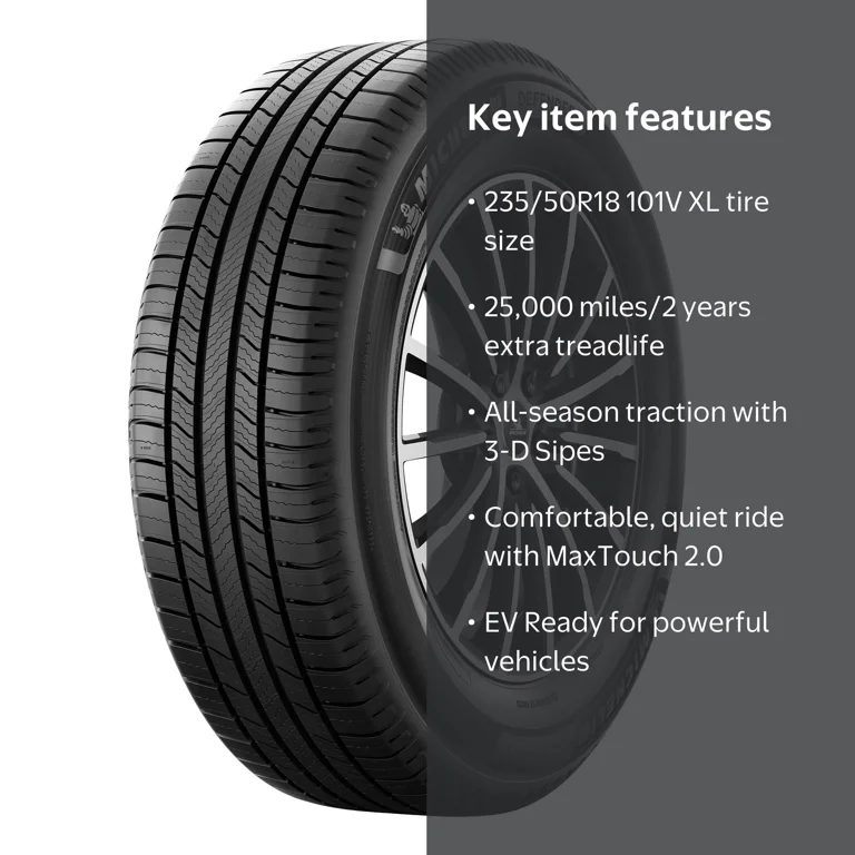 Michelin, Tire, 235/50R18 101V XL, All-Season Safety - Walmart.com