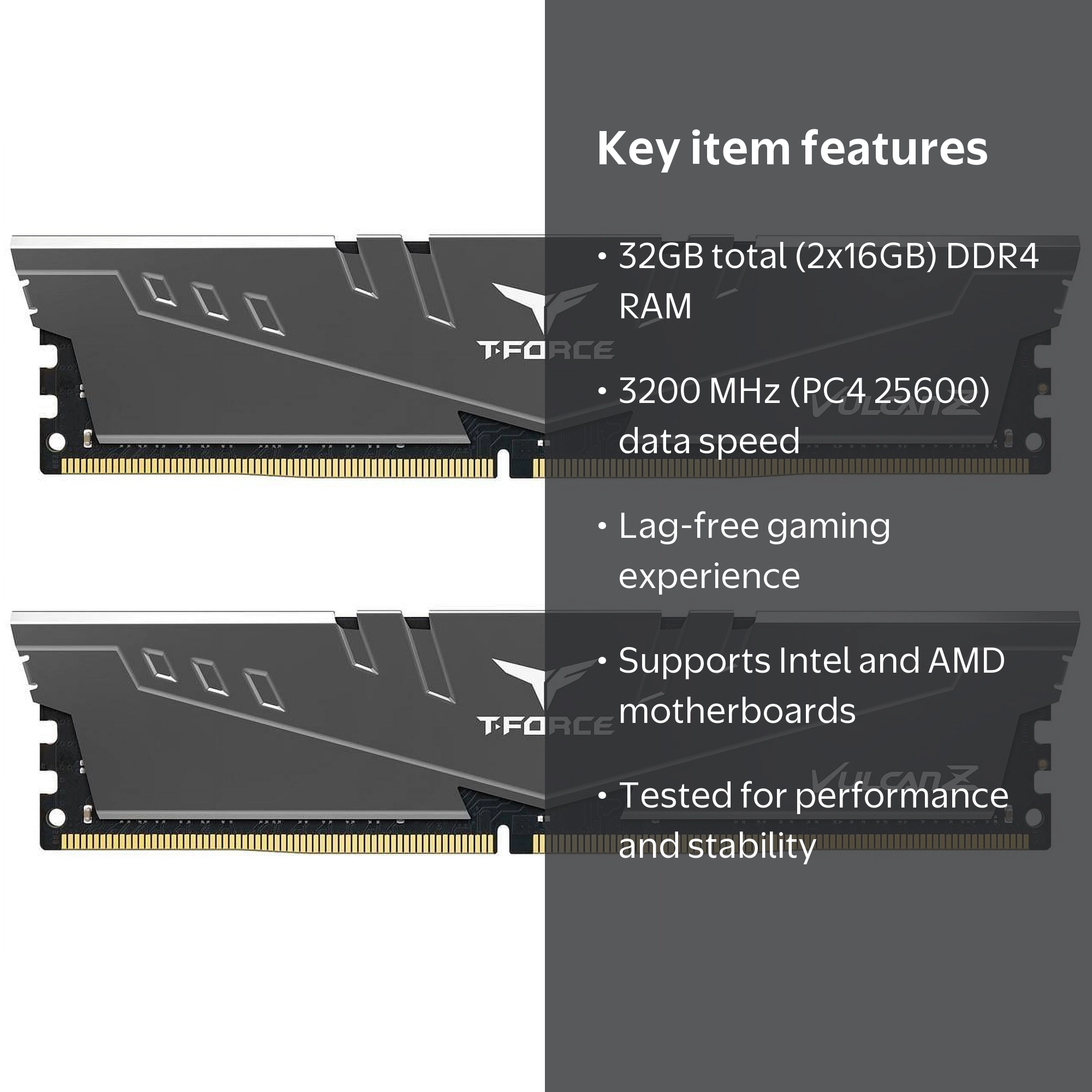 DDR4 2933MHz 32GB (16GB×2枚) T-FORCE TEAMGROUP, VULCAN Z 32GB DDR4 SDRAM Memory Kit, Multicolor, 2 x