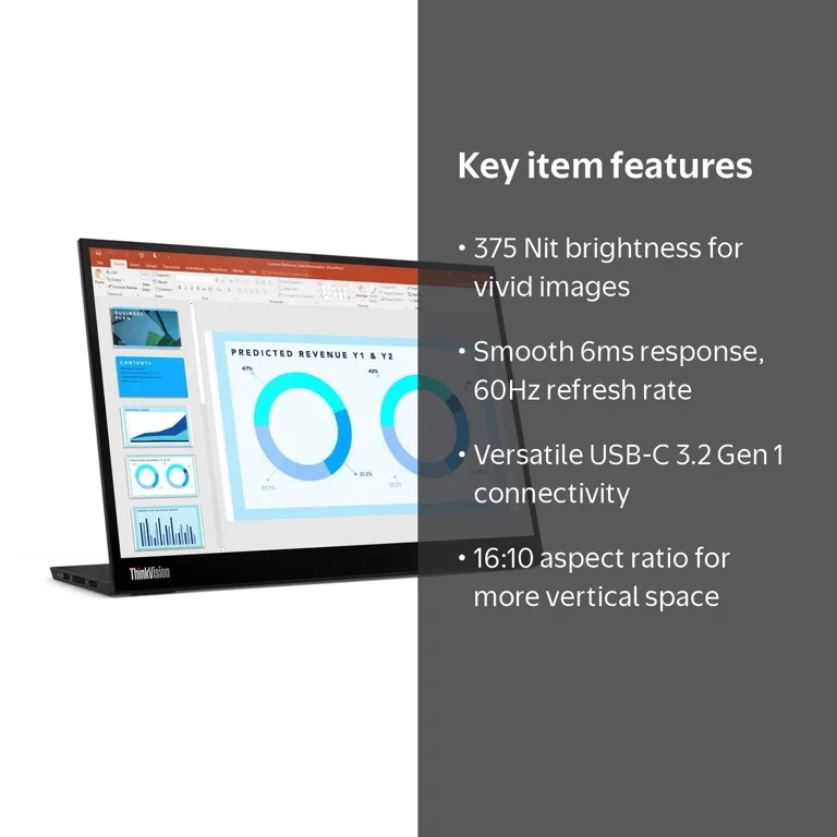 Lenovo, ThinkVision Monitor, M14d 14 inch, LED IPS display