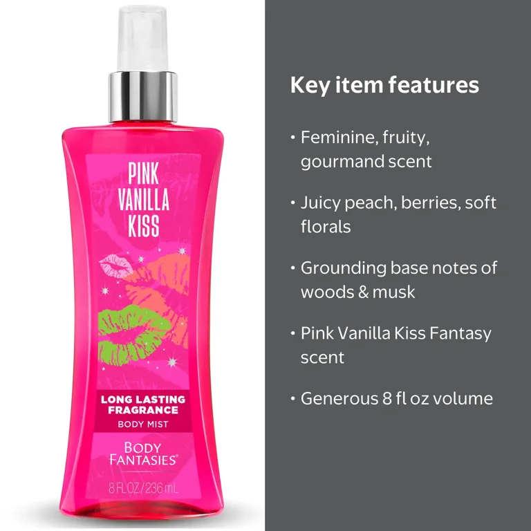 Body Fantasies Pink Vanilla Kiss Body Spray, 8 fl oz - Walmart.com