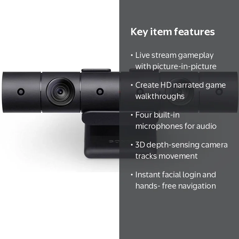 Sony PlayStation 4 HD Camera, Black, CUH-ZEY2 for PS4 Gameplay and