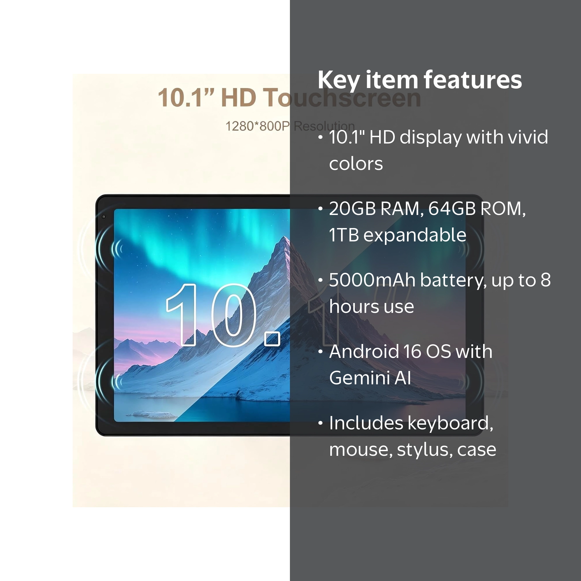 Android 16 タブレット 10.1インチ 20GB+64GB BESTSKI Android 16 10.1 Inch 2-in-1 Tablet Bundle, 20GB + 64GB