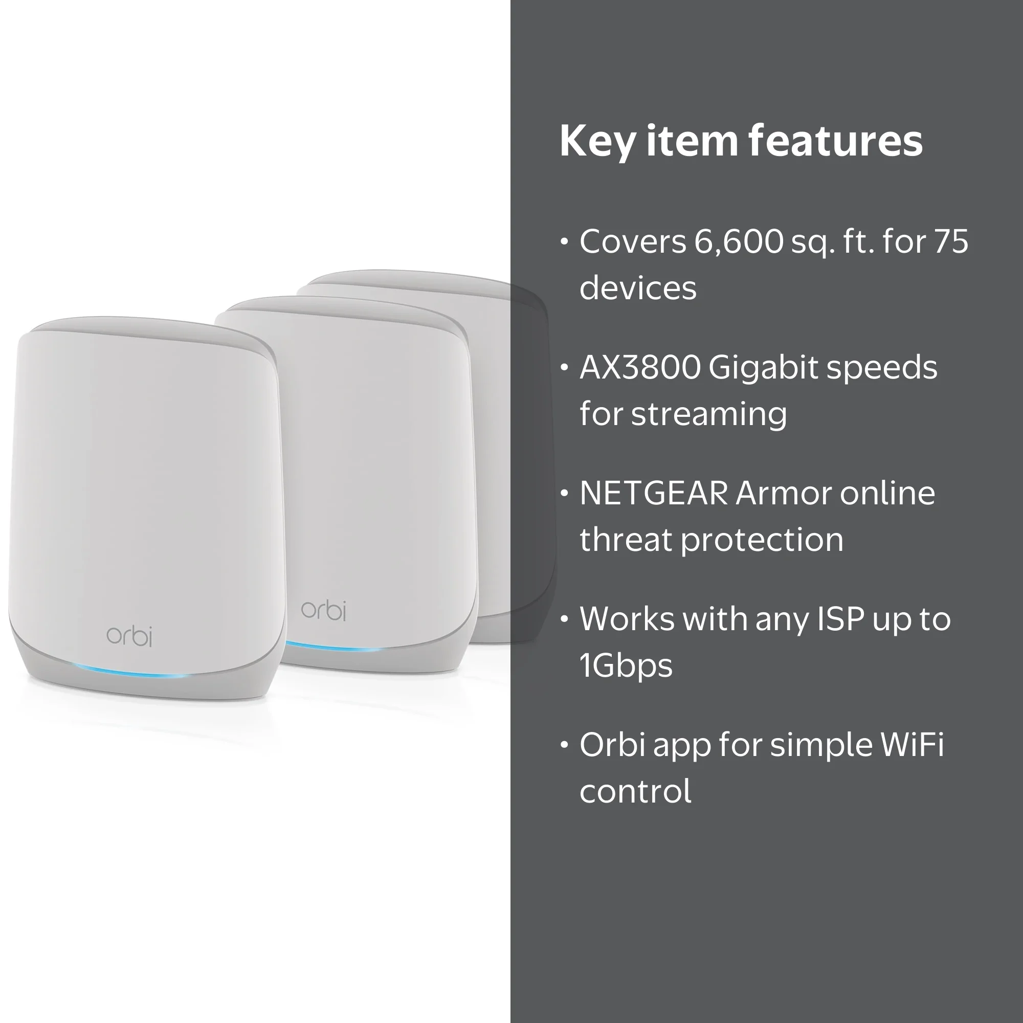 NETGEAR, WiFi Mesh System, RBK663, Whole Home Tri-band AX3800