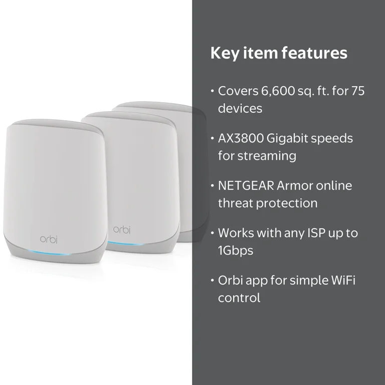 NETGEAR, WiFi Mesh System, RBK663, Whole Home Tri-band AX3800